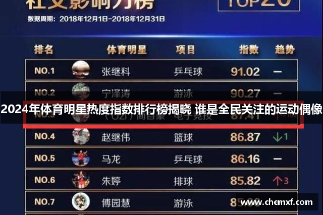 2024年体育明星热度指数排行榜揭晓 谁是全民关注的运动偶像