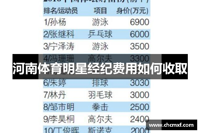 河南体育明星经纪费用如何收取